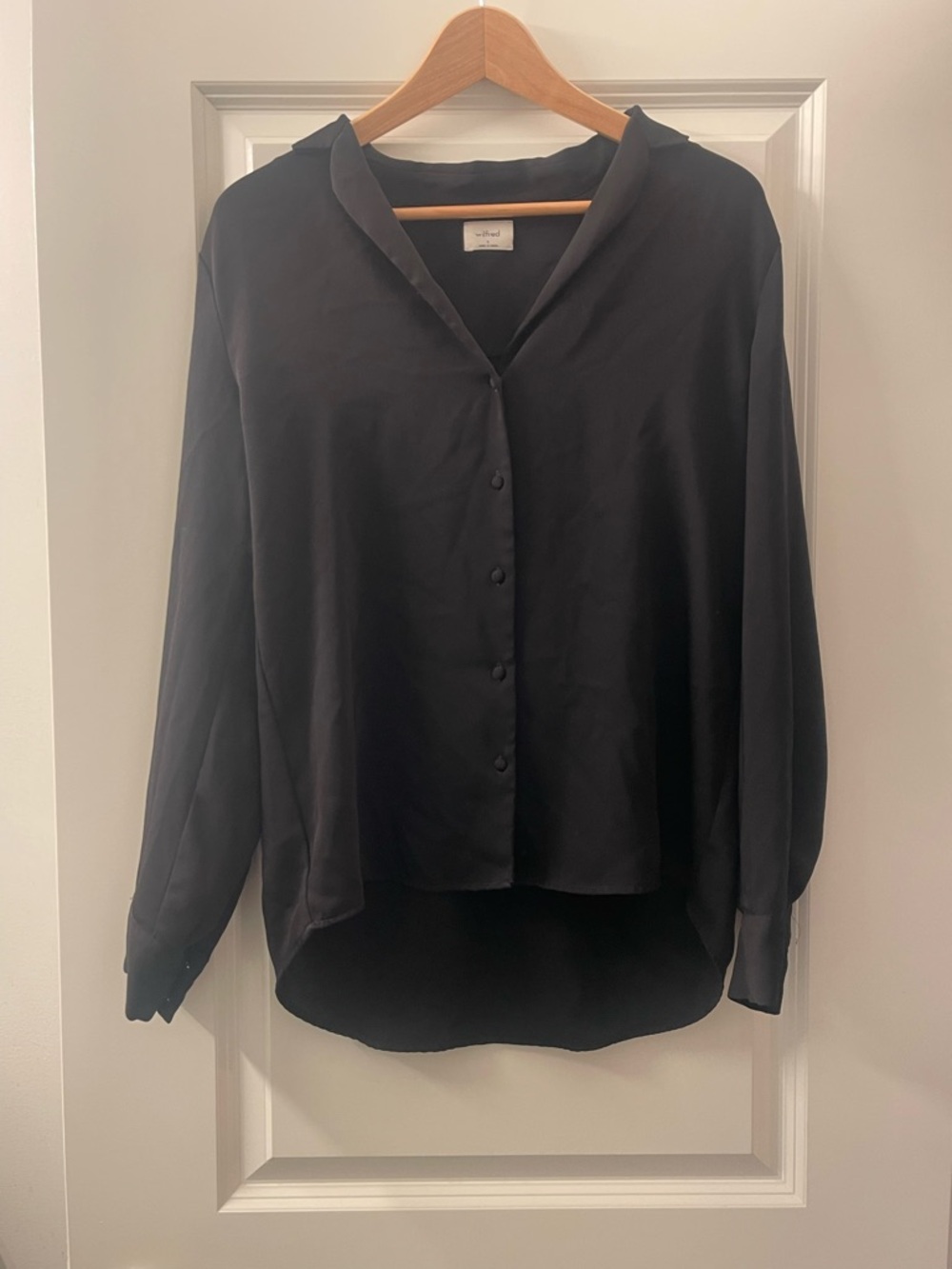 Wilfred Black Button-Front Blouse
